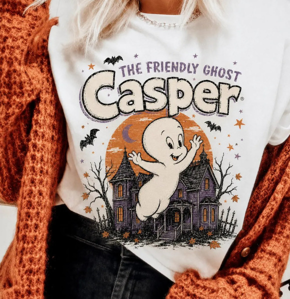 Comfort Colors Tops - Casper Movie T-Shirt, Vintage Halloween Ghost Shirt, Retro Spooky Season T-Shirt